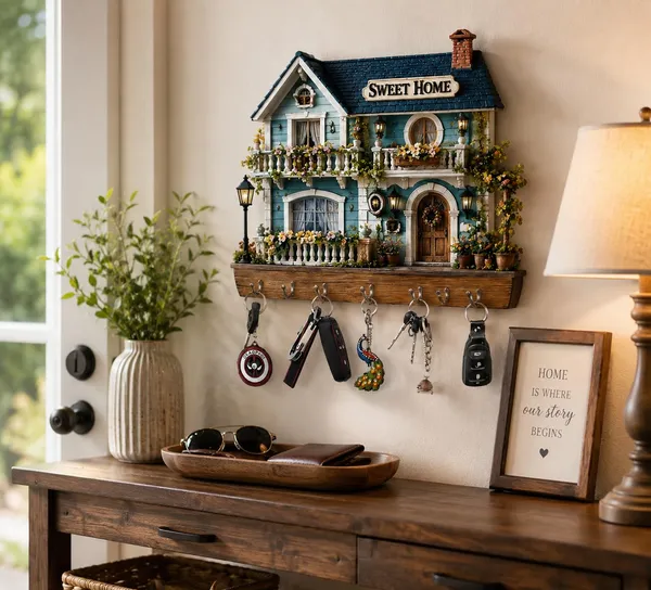 Engineered_Wood_Sweet_Home_House_Shape_Key_Holder