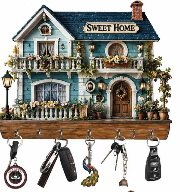 Engineered_Wood_Sweet_Home_House_Shape_Key_Holder