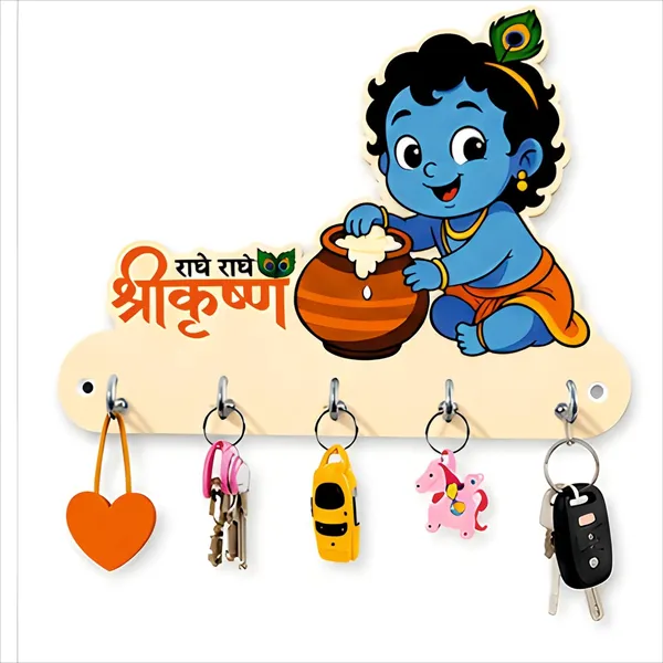 Mdf_Devotional_Bal_Krishna_Radhe_Radhe_Wall_Key_Holder