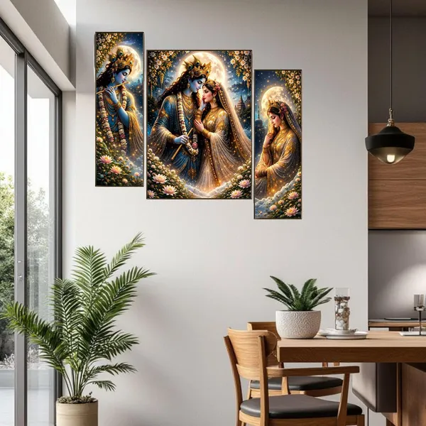 Engineered_Wood_Devotional_Radha_Krishna_Floral_Wall_Painting_Set_Of_3