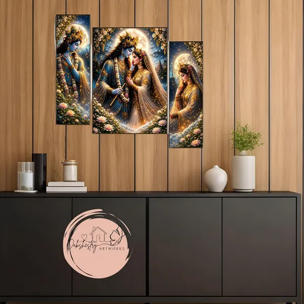Engineered_Wood_Devotional_Radha_Krishna_Floral_Wall_Painting_Set_Of_3