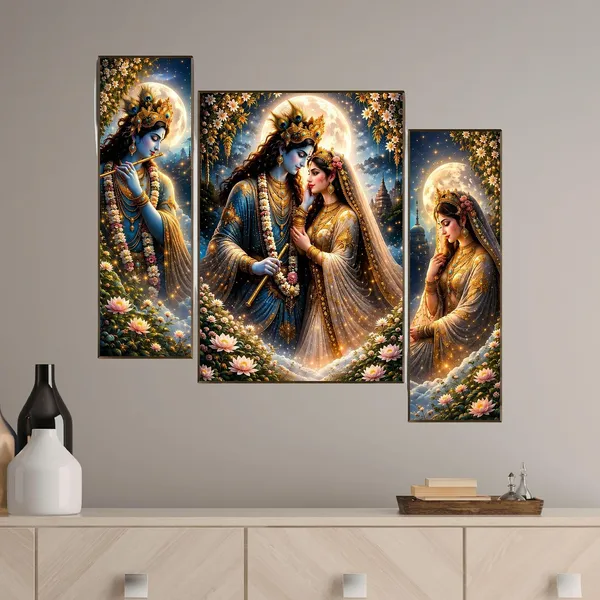 Engineered_Wood_Devotional_Radha_Krishna_Floral_Wall_Painting_Set_Of_3