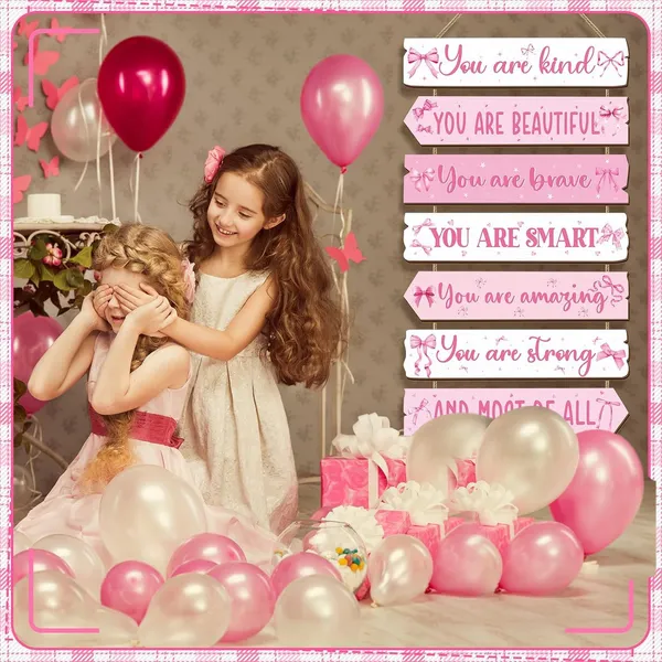 Mdf_Pink_Girls_Affirmation_Quotes_Wall_Sign_Set_Of_8