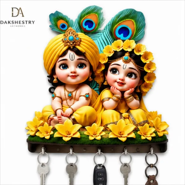 Mdf_Devotional_Radha_Krishna_Wall_Key_Holder