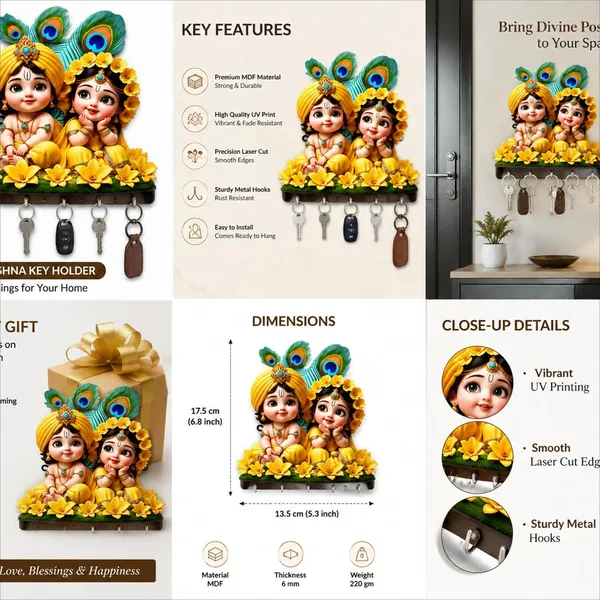 Mdf_Devotional_Radha_Krishna_Wall_Key_Holder