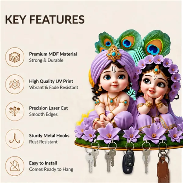 Engineered_Wood_Devotional_Radha_Krishna_Floral_Wall_Key_Holder