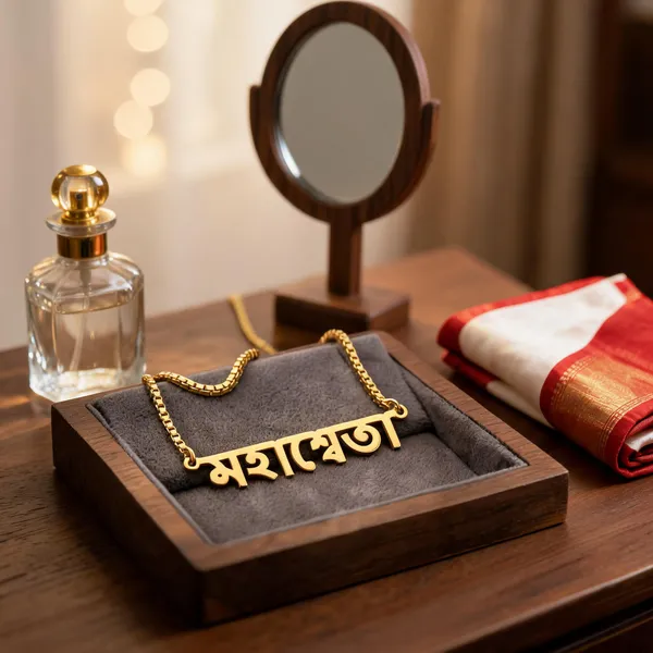 Gold_Tone_Bengali_Script_Pendant_Necklace_For_Women