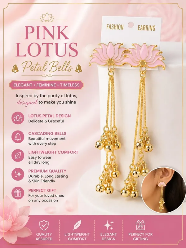 Pink_Lotus_Ghungroo_Kashmiri_Earrings_For_Women_Gold_Plated
