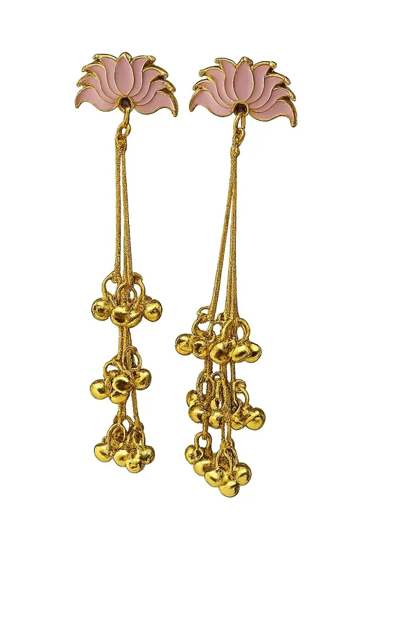 Pink_Lotus_Ghungroo_Kashmiri_Earrings_For_Women_Gold_Plated