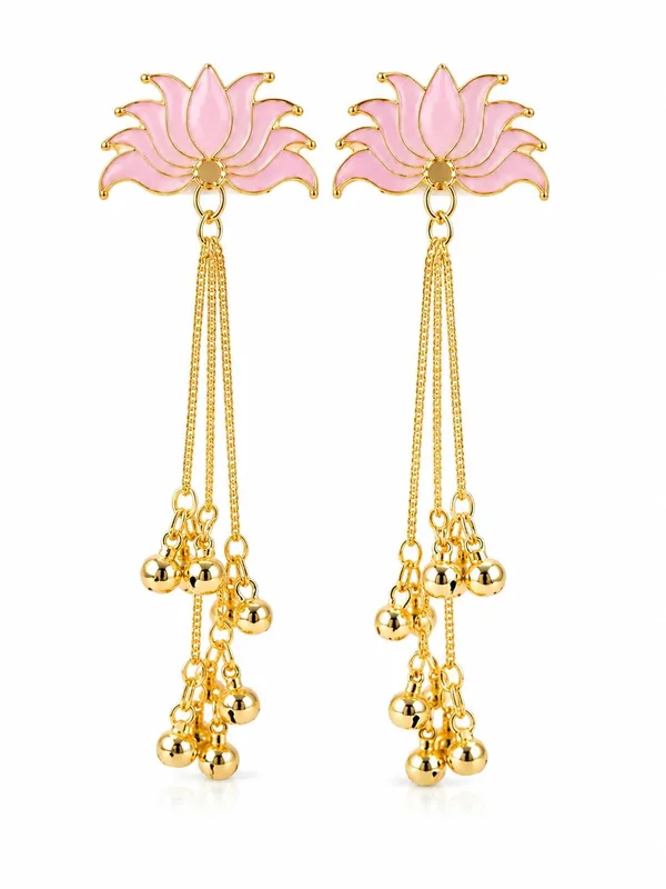 Pink_Lotus_Ghungroo_Kashmiri_Earrings_For_Women_Gold_Plated