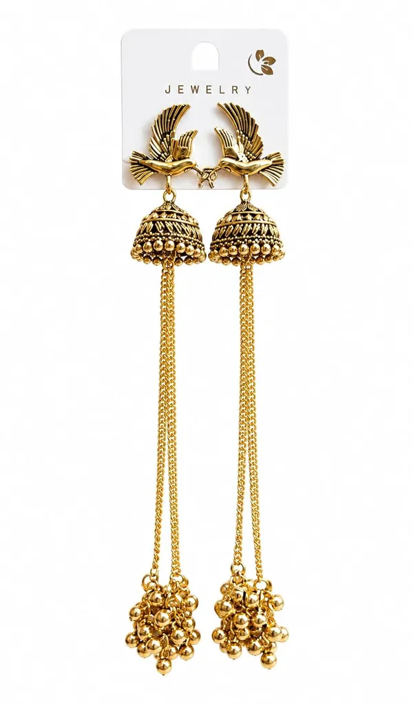 Golden_Wings_Kashmir_Jhumkaa_Earrings_With_Chain_Tassel