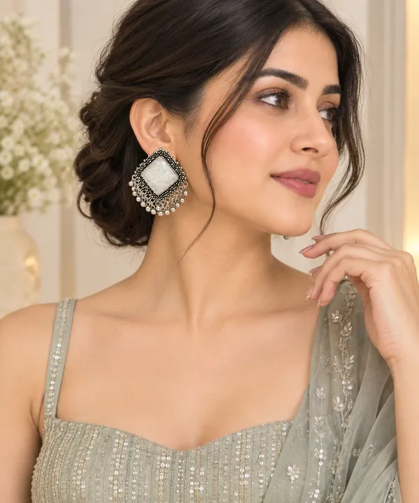 Desidazzle_Premium_Oxidised_Silver_Square_Pearl_Stone_Ghungroo_Earrings_for_Women
