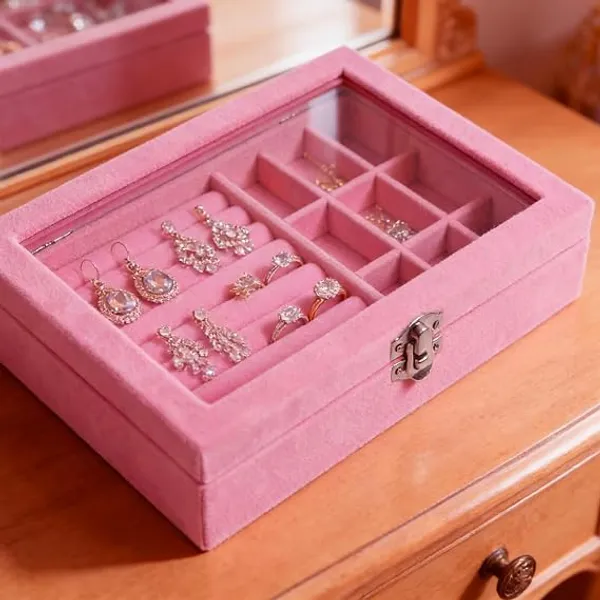 Pink_Velvet_Jewellery_Storage_Organizer_Box