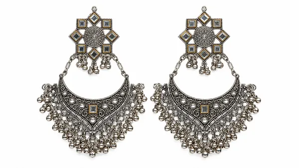 Traditional_Oxidized_Silver_Mirror_Work_Chandbali_Earrings_with_Hanging_Beads