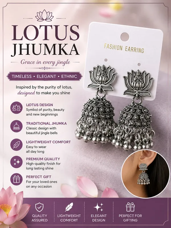 Silver_Oxidised_Alloy_Lotus_Jhumka_Earrings_For_Women