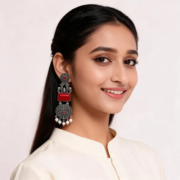 Multicolor_Oxidised_Alloy_Deer_Design_Dangler_Earrings_For_Women_Pack_Of_2