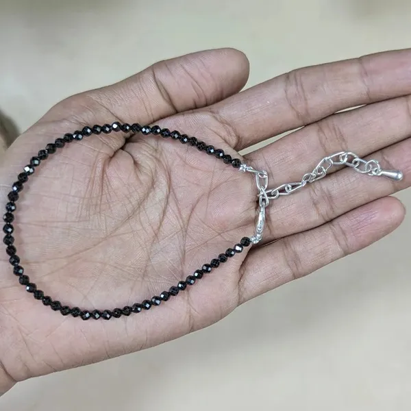 Black_Natural_Tourmaline_Faceted_Beaded_Anklet_For_Women