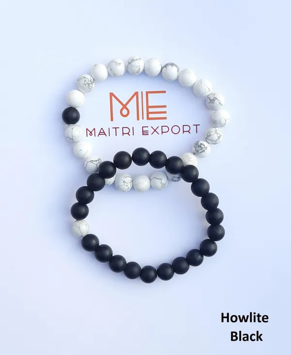 Black_White_Natural_Howlite_Crystal_Beaded_Bracelet_Set_For_Couples