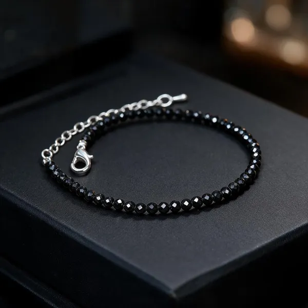 Black_Obsidian_Crystal_Faceted_Beaded_Chain_Bracelet_For_Women