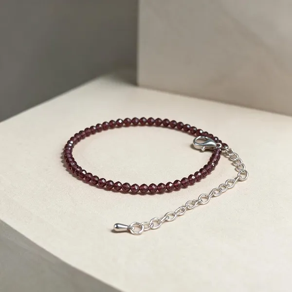 Maroon_Natural_Garnet_Crystal_Faceted_Bead_Chain_Anklet_For_Women