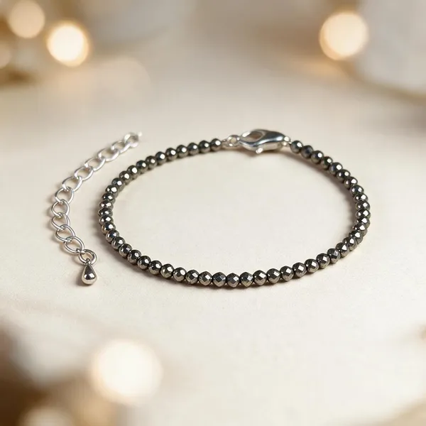Black_Pyrite_Crystal_Faceted_Beaded_Chain_Bracelet_For_Unisex