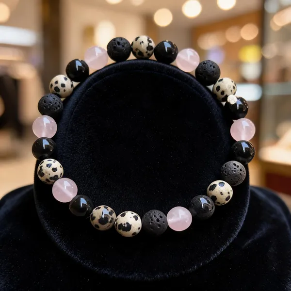 Black_Pink_Natural_Crystal_Beaded_Bracelet_For_Men_And_Women