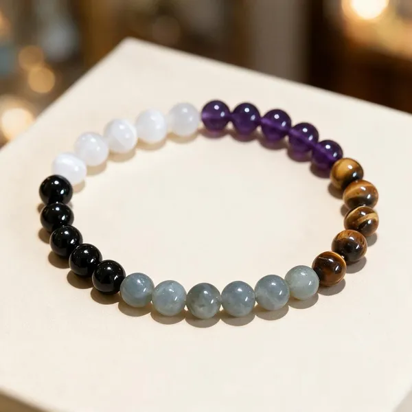 Multicolour_Natural_Crystal_Beaded_Stretch_Bracelet_For_Women