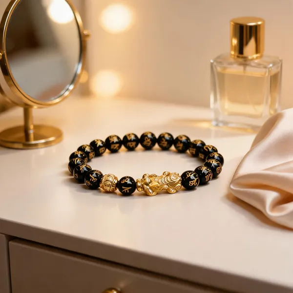 Black_Gold_Natural_Obsidian_Om_Mani_Pixiu_Beaded_Bracelet_For_Unisex