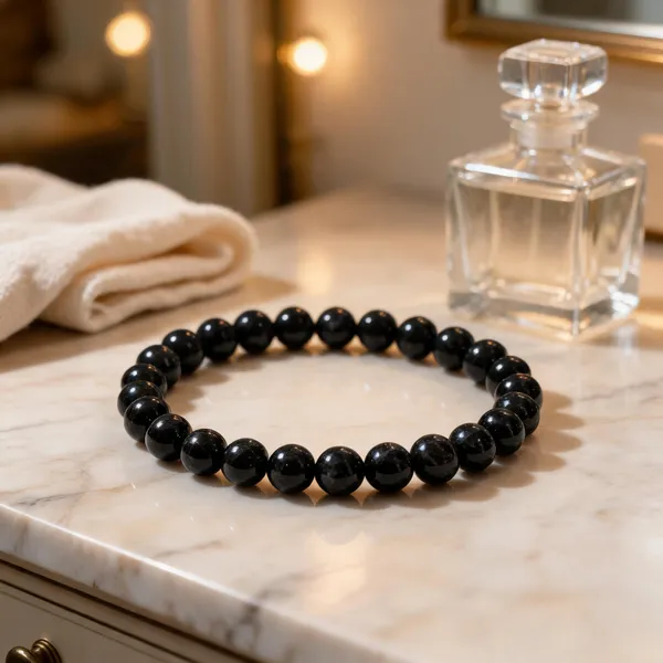 Black_Natural_Tourmaline_Crystal_Beaded_Bracelet_For_Unisex