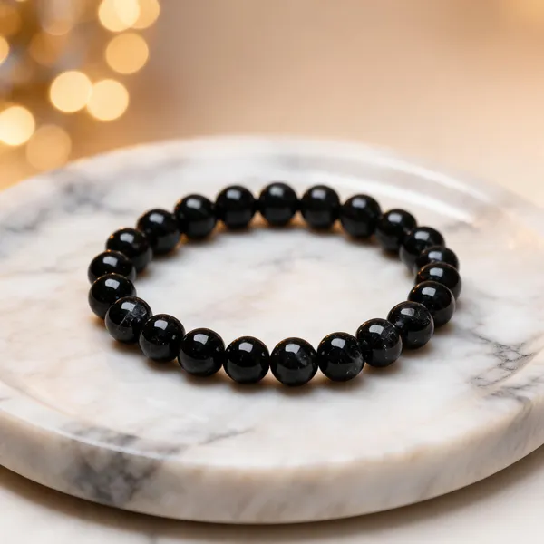 Black_Natural_Tourmaline_Crystal_Beaded_Bracelet_For_Unisex