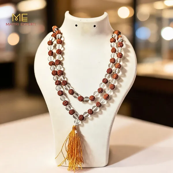 Brown_Rudraksh_Clear_Quartz_Crystal_Layered_Spiritual_Mala_Necklace