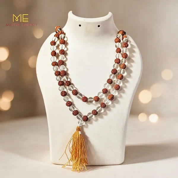 Brown_Rudraksh_Clear_Quartz_Crystal_Layered_Spiritual_Mala_Necklace