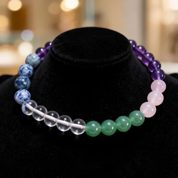 Multicolor_Natural_Crystal_Beaded_Stretch_Bracelet_For_Unisex
