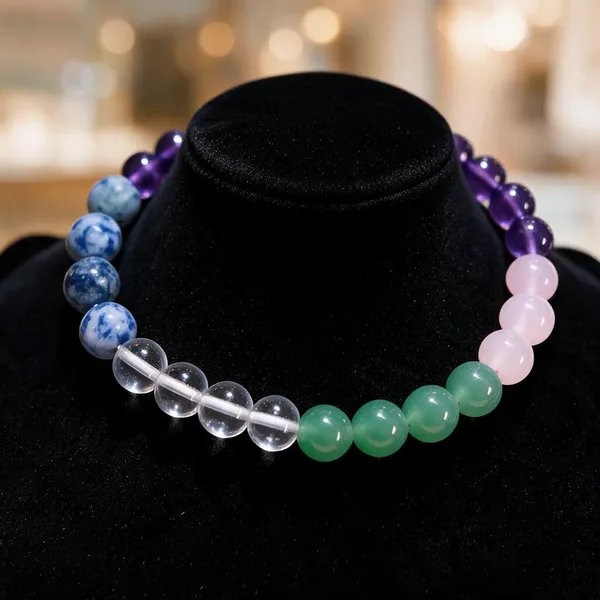 Multicolor_Natural_Crystal_Beaded_Stretch_Bracelet_For_Unisex