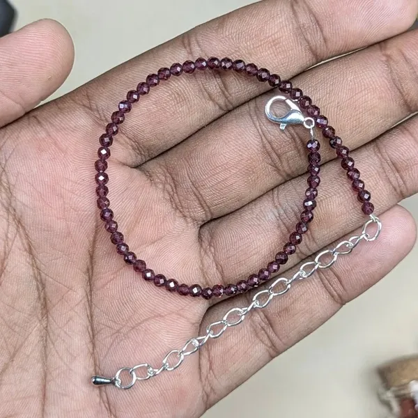 Maroon_Natural_Garnet_Crystal_Faceted_Bead_Chain_Anklet_For_Women