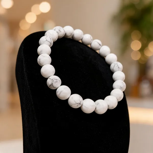 White_Howlite_Crystal_Beaded_Stretch_Bracelet_For_Unisex
