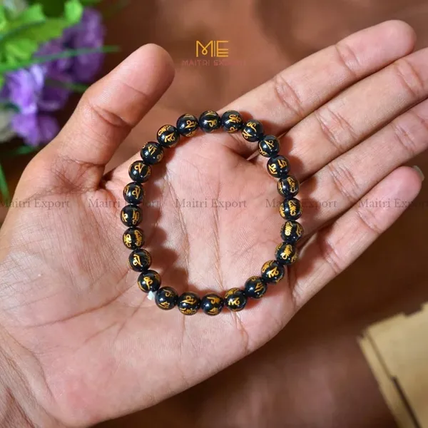 Black_Gold_Natural_Obsidian_Om_Mani_Beaded_Bracelet_For_Unisex