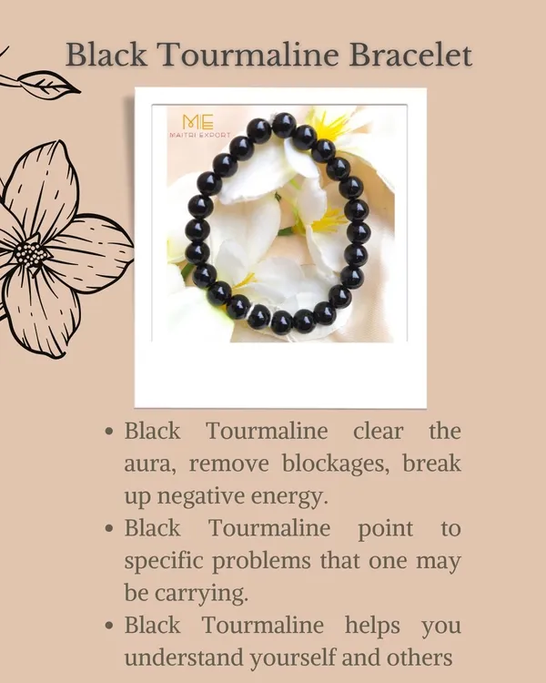 Black_Natural_Tourmaline_Crystal_Beaded_Bracelet_For_Unisex