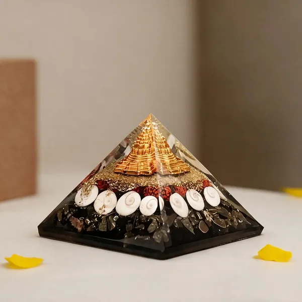 Pyrite_Chips_Spiritual_Decorative_Pyramid_With_Golden_Lakshmi