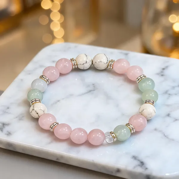 Pink_White_Green_Crystal_Beaded_Leo_Zodiac_Bracelet