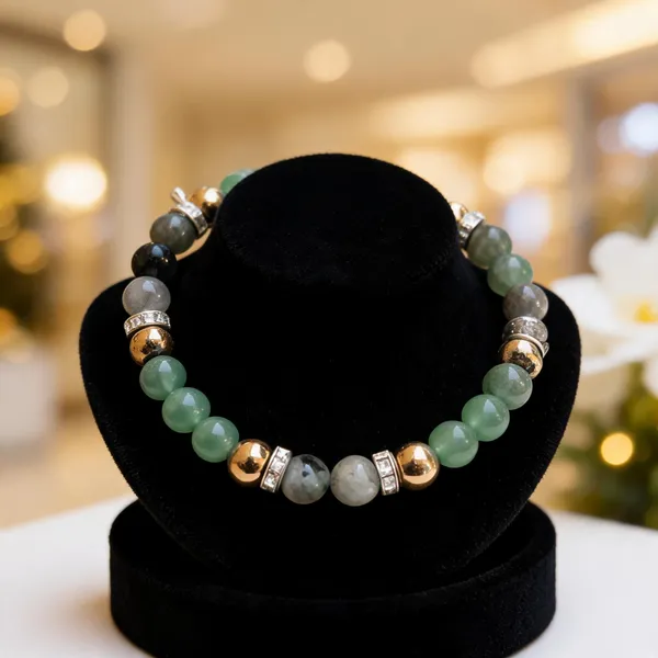 Green_Beaded_Stretch_Bracelet_For_Women