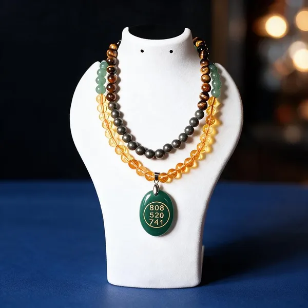 Multicolour_Beaded_Layered_Necklace_With_Green_Pendant