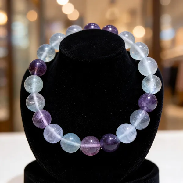 Multicolour_Natural_Fluorite_Crystal_Beaded_Bracelet_For_Unisex
