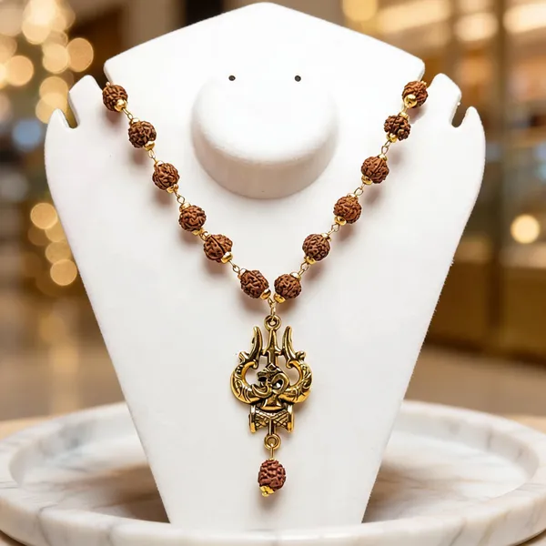 Brown_Natural_Rudraksha_Beaded_Gold_Trishul_Pendant_Necklace