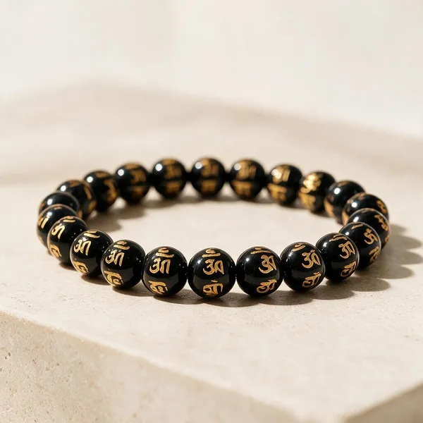 Black_Gold_Natural_Obsidian_Om_Mani_Beaded_Bracelet_For_Unisex