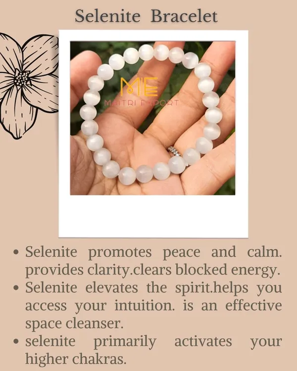 White_Natural_Selenite_Crystal_Beaded_Bracelet_For_Unisex