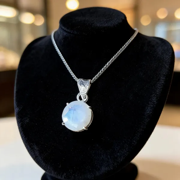 Silver_White_Rainbow_Moonstone_Oval_Pendant_Necklace_For_Women