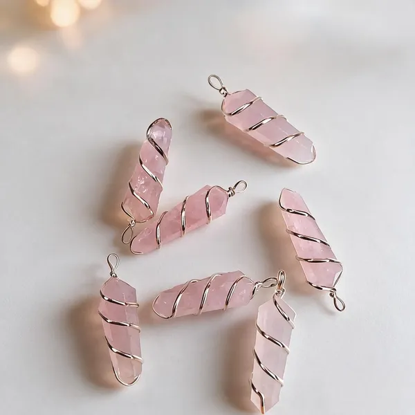 Pink_Natural_Rose_Quartz_Wire_Wrapped_Double_Point_Jewellery_Charm