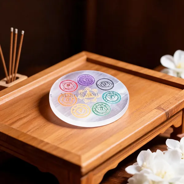 Selenite_Crystal_Seven_Chakra_Sanskrit_Symbol_Round_Decorative_Plate