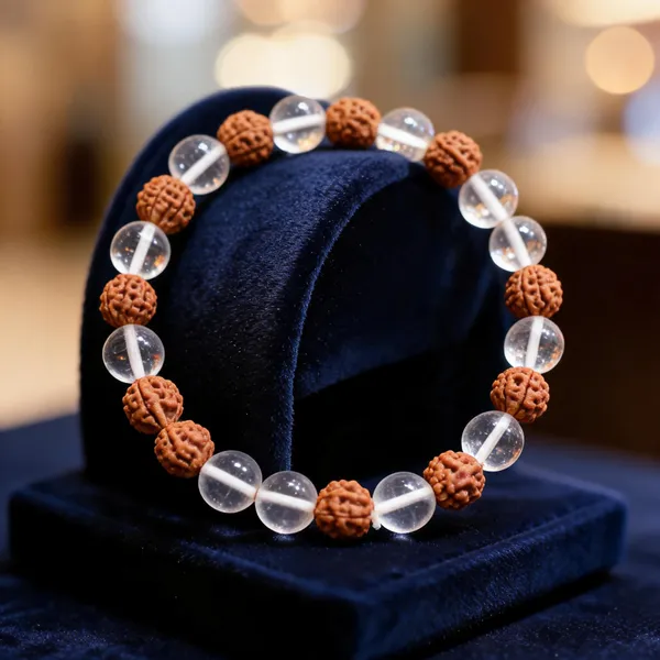 Brown_Natural_Rudraksha_Clear_Quartz_Crystal_Beaded_Bracelet_For_Unisex